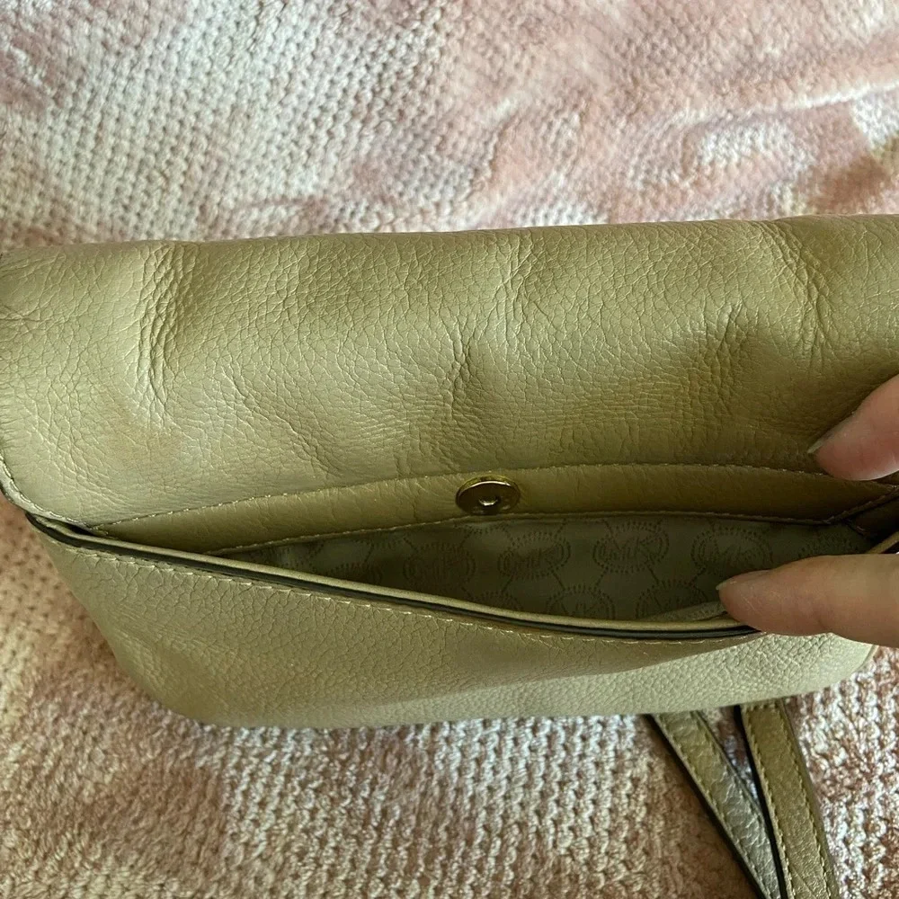 Michael Kors Bedford Double Gusset Large Crossbody Bag,  Soft Pink Tan & Gold